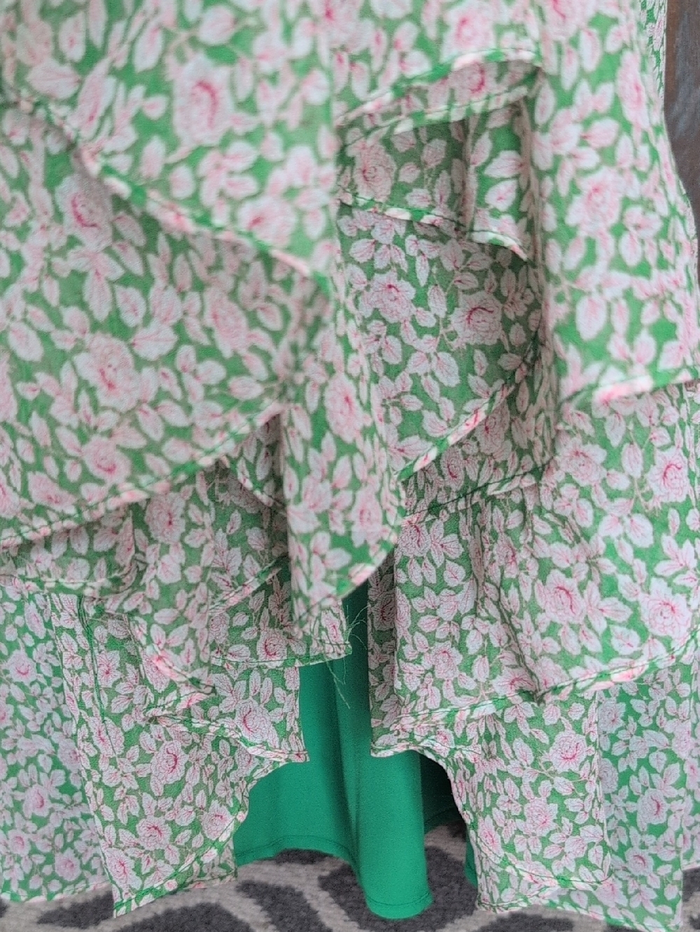 BARDOT Green/Pink Fairy Fauna Cold Shoulder Midi Dress - Women's Small (US 4) - Picture 10 of 10